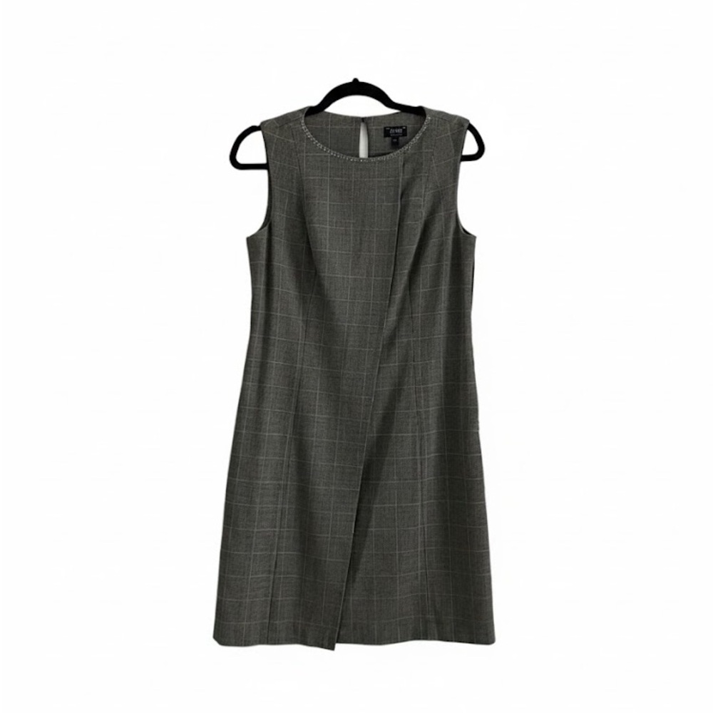 Armani Jeans Asymetrical Flap Dress Plaid Gray Black White size 6